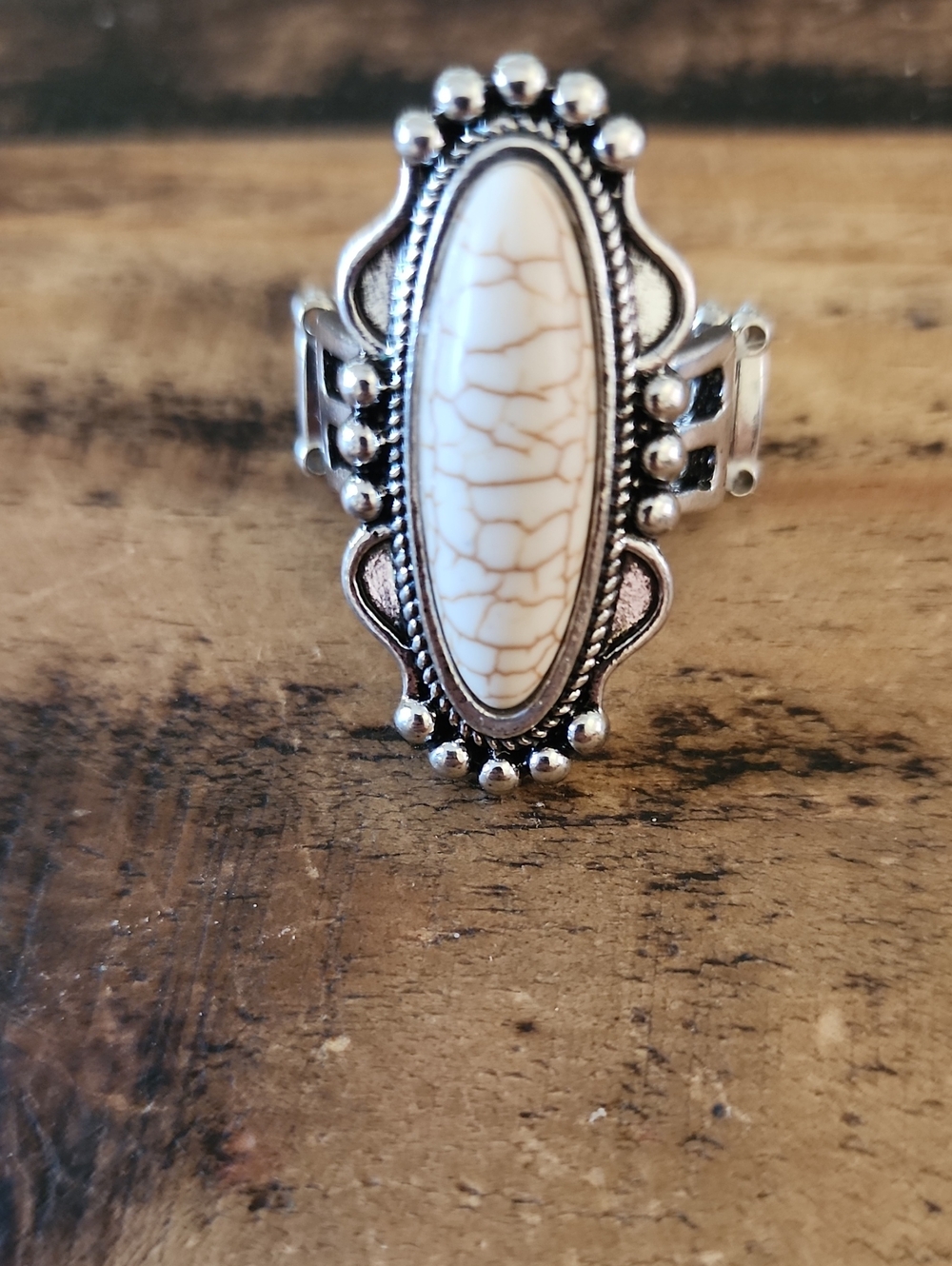 Bohemian Cream Howlite Statement Ring - Women's Jewelry